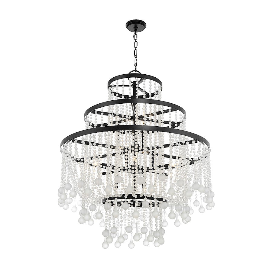 15 Light Chandelier, Matte Black