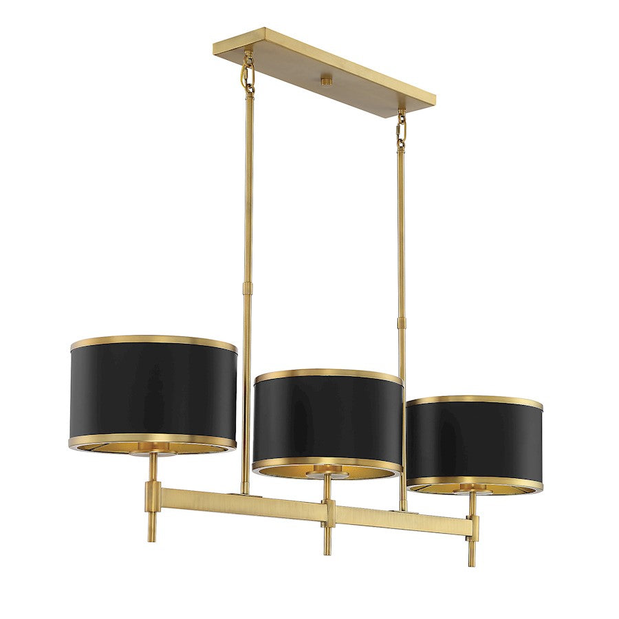 3 Light Linear Chandelier, Black