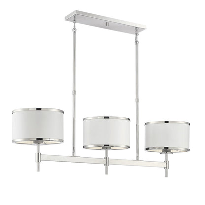 Savoy House Delphi 3 Light Linear Chandelier, White/Nickel - 1-187-3-172