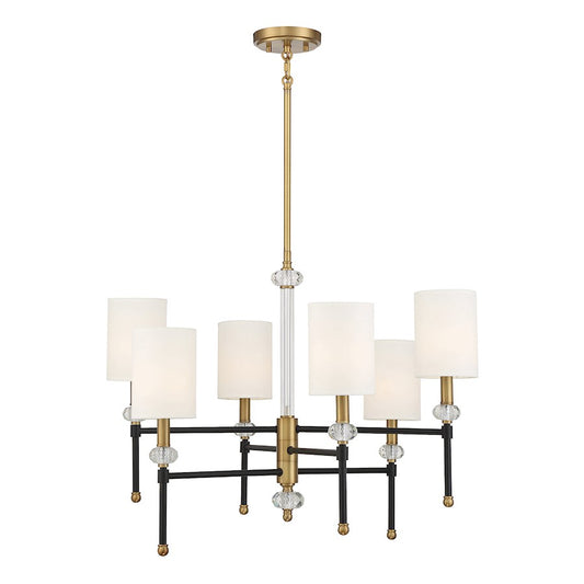 Savoy House Tivoli 6 Light 20" Chandelier, Black/Brass - 1-1887-6-143