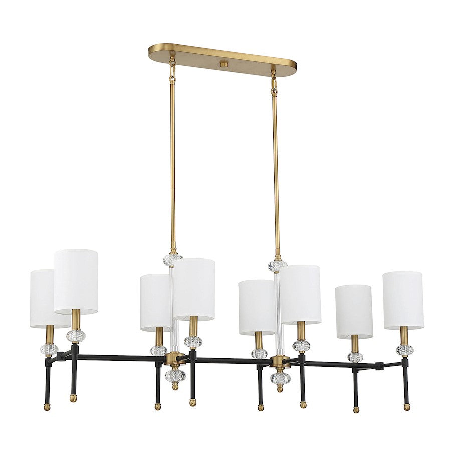 8 Light Linear Chandelier, Black