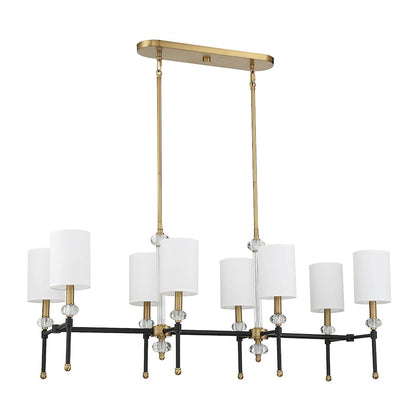 8 Light Linear Chandelier, Black