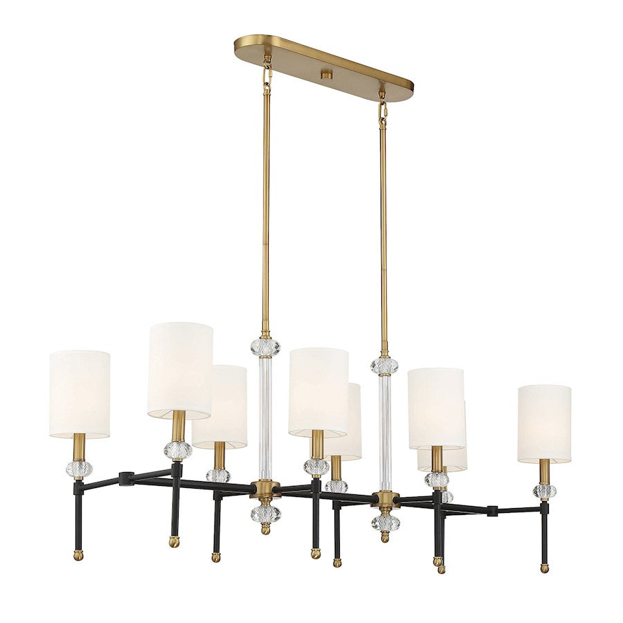 8 Light Linear Chandelier, Black