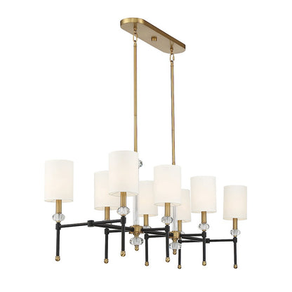 8 Light Linear Chandelier, Black