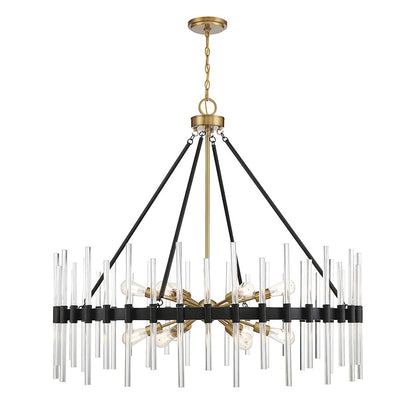 Savoy House Santiago 12 Light Chandelier, Black/Brass - 1-1934-12-143