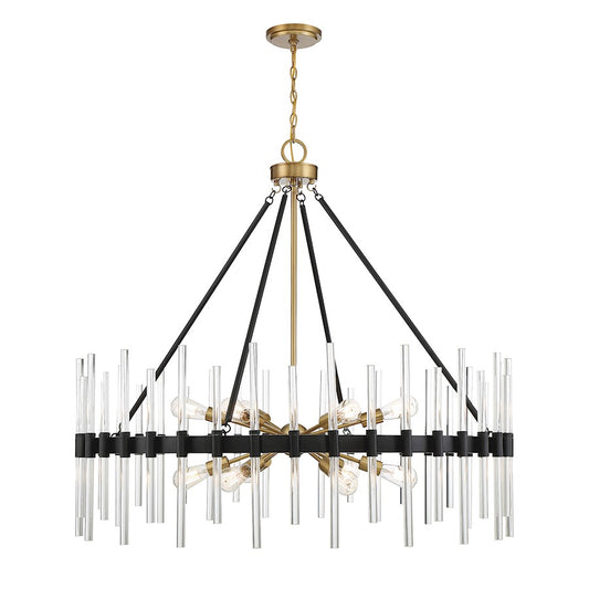 Savoy House Santiago 12 Light Chandelier, Black/Brass - 1-1934-12-143