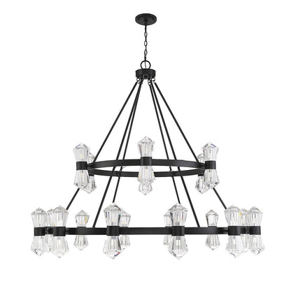 12 Light LED Chandelier, Matte Black