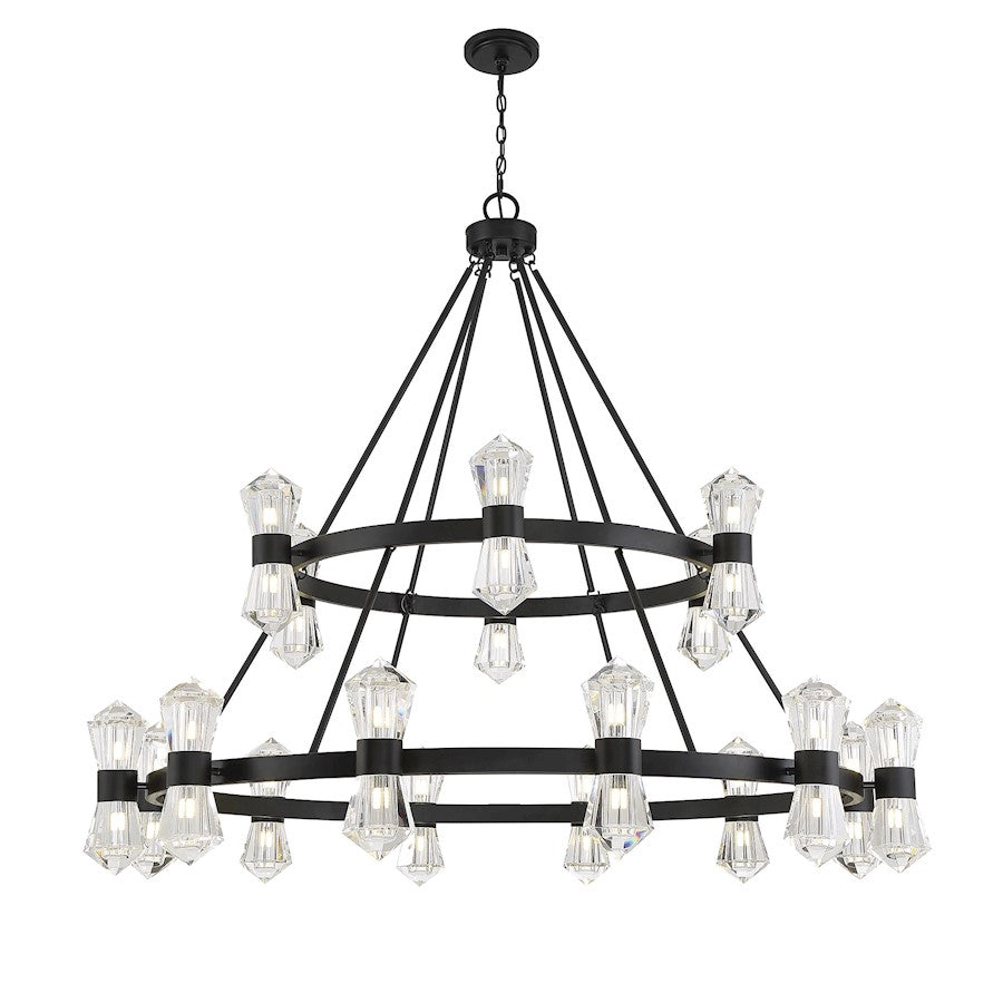 12 Light LED Chandelier, Matte Black