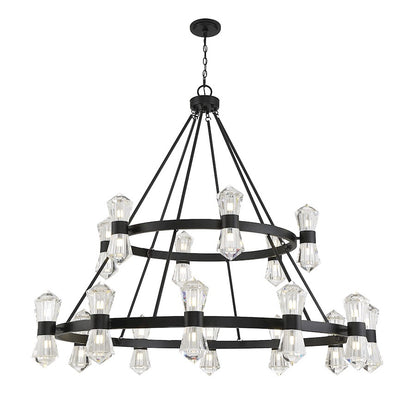 12 Light LED Chandelier, Matte Black