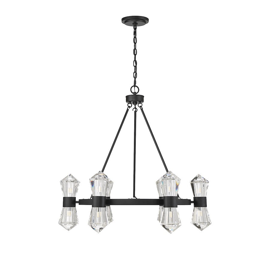 12 Light LED Chandelier, Matte Black