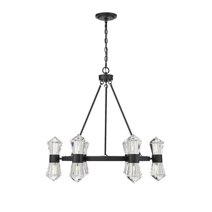 12 Light LED Chandelier, Matte Black