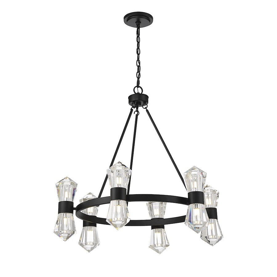 12 Light LED Chandelier, Matte Black