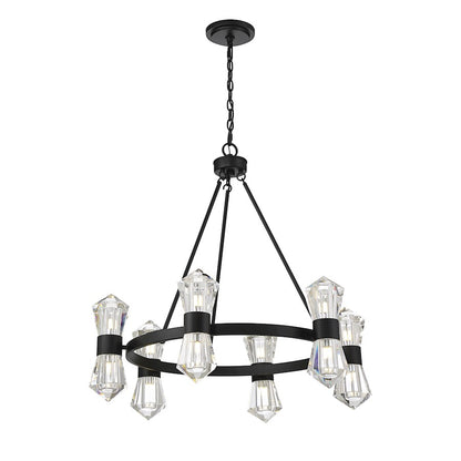 12 Light LED Chandelier, Matte Black