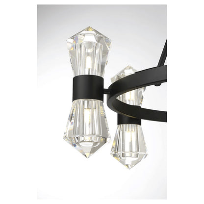 12 Light LED Chandelier, Matte Black