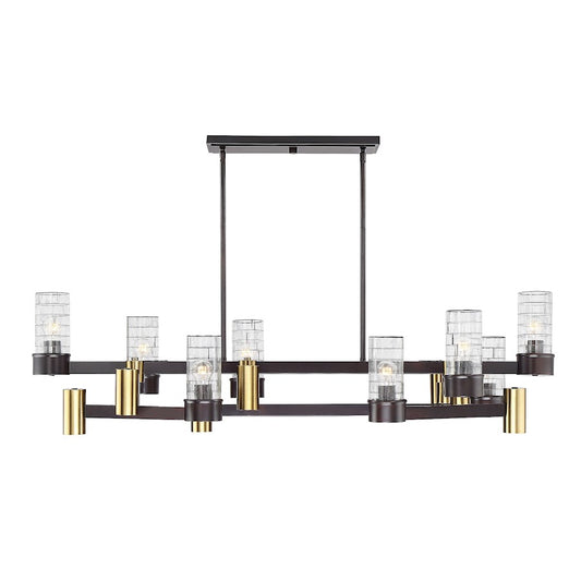 14 Light Linear Chandelier, English Bronze