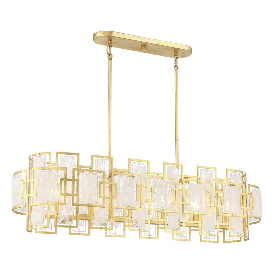 Savoy House Portia 6 Light Linear Chandelier, Gold/Strie Piastra - 1-2032-6-260