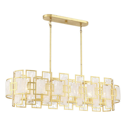 Savoy House Portia 6 Light Linear Chandelier, Gold/Strie Piastra - 1-2032-6-260