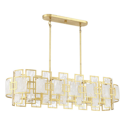 6 Light Linear Chandelier, True Gold