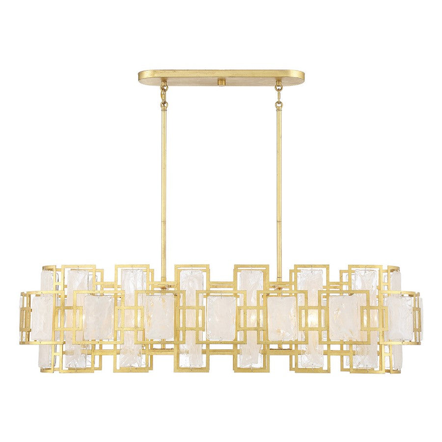 6 Light Linear Chandelier, True Gold