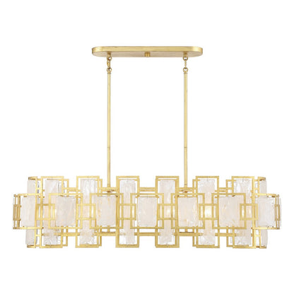 6 Light Linear Chandelier, True Gold