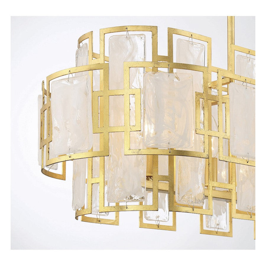 6 Light Linear Chandelier, True Gold