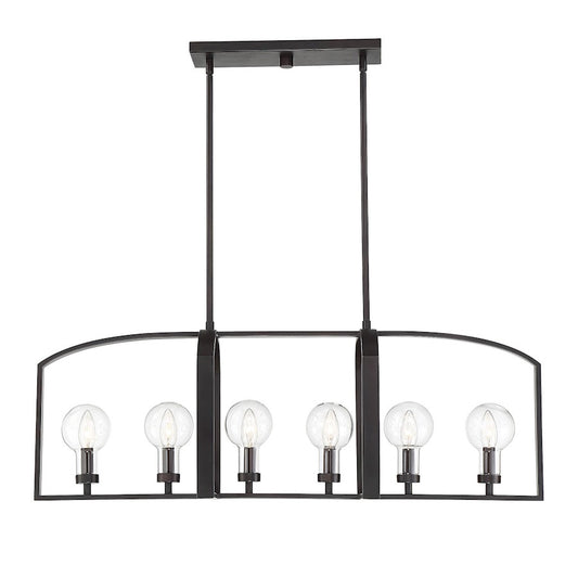 6 Light Outdoor Linear Chandelier, English Bronze