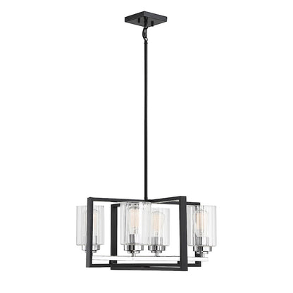 4 Light Chandelier, Matte Black