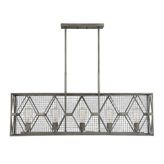 5 Light Linear Chandelier, Smoke