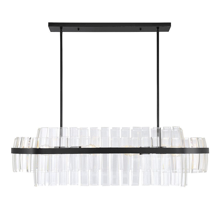 8 Light Linear Chandelier, English Bronze