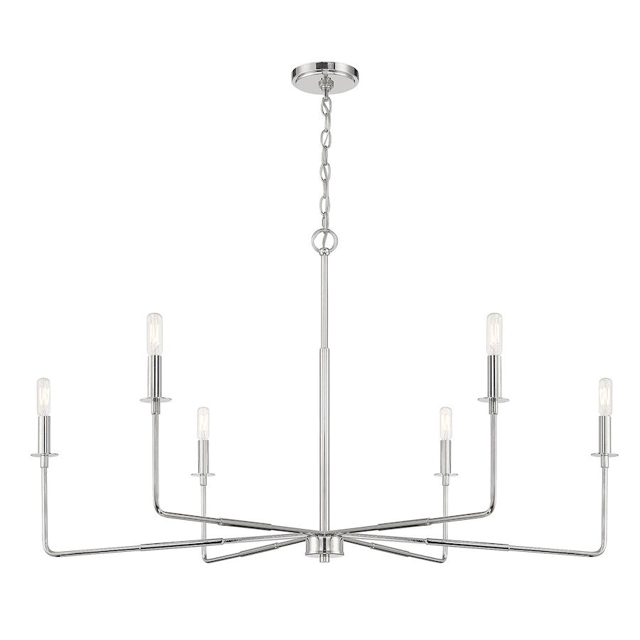 6 Light Chandelier, Matte Black