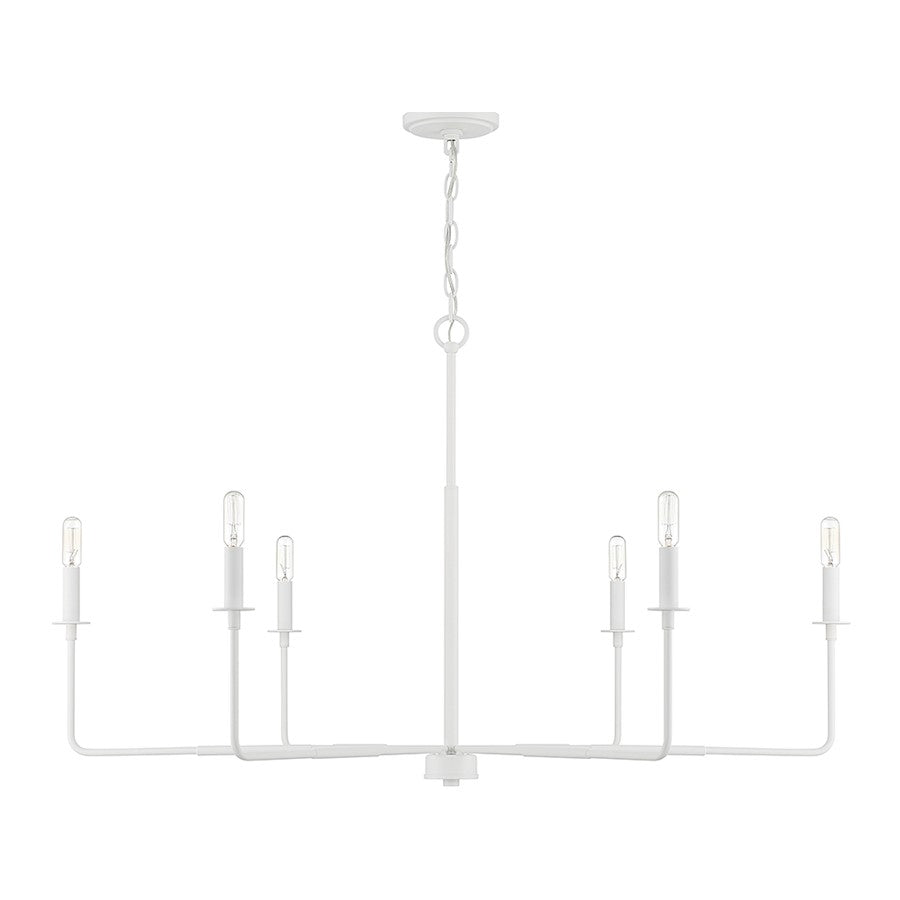 6 Light Chandelier, White Bisque