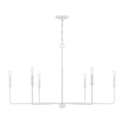 6 Light Chandelier, White Bisque