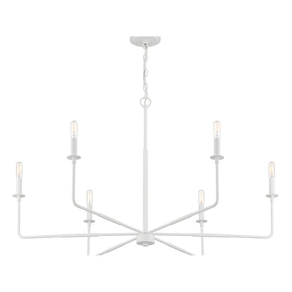 6 Light Chandelier, White Bisque