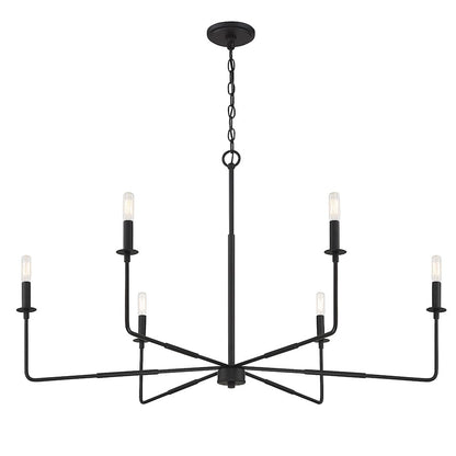 6 Light Chandelier, Matte Black