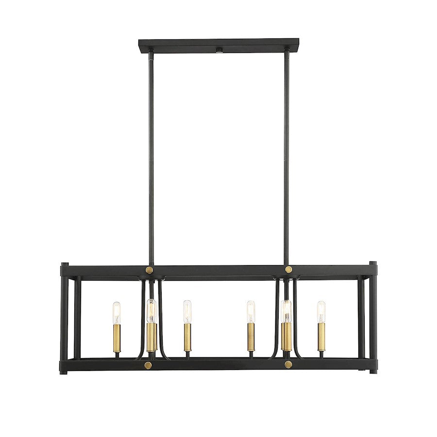 8 Light Linear Chandelier, Vintage Black