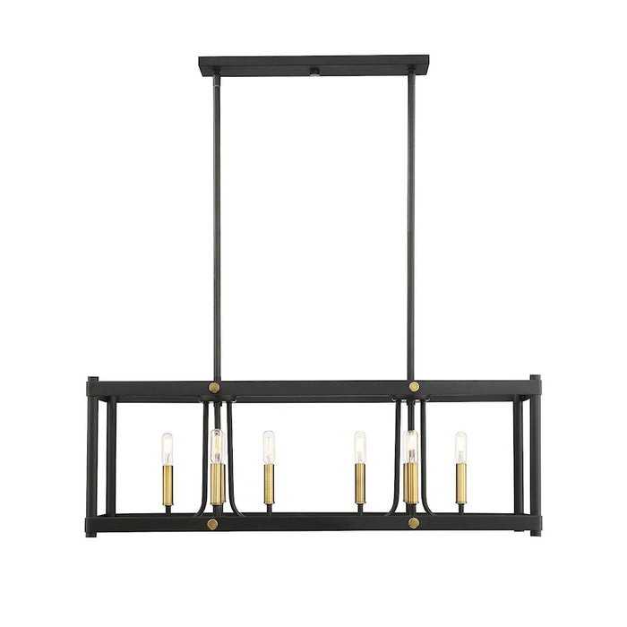 Savoy House Fowler 8 Light Linear Chandelier, Vintage Black with Warm Brass