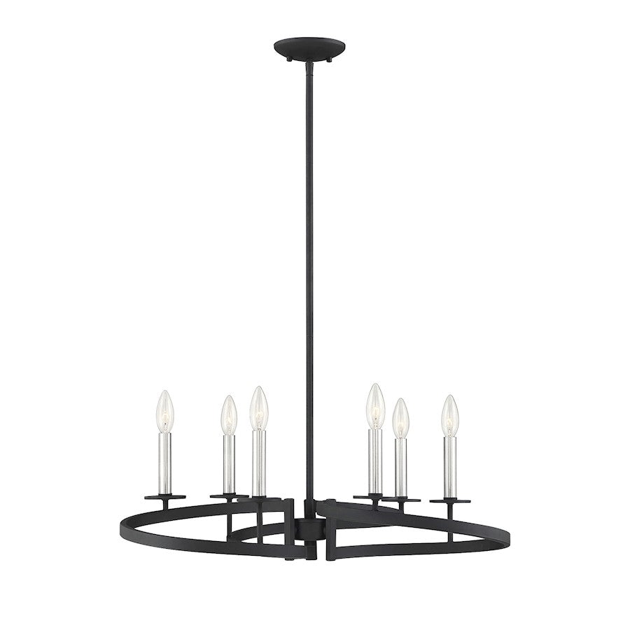 Monteray Chandelier, Black with Satin Nickel