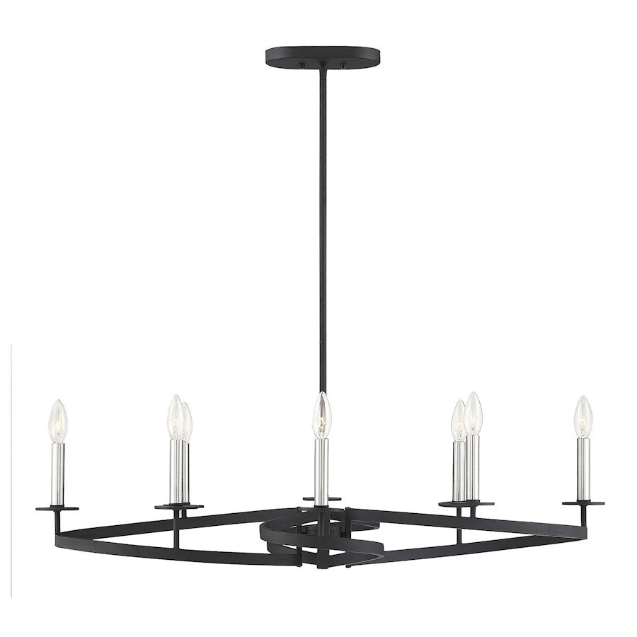 Monteray Chandelier, Black with Satin Nickel