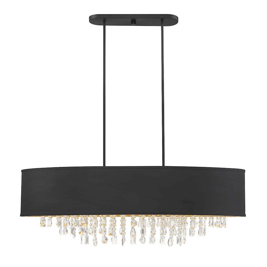 8 Light Linear Chandelier, Black