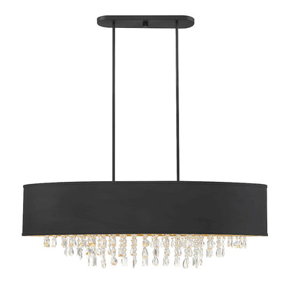 8 Light Linear Chandelier, Black