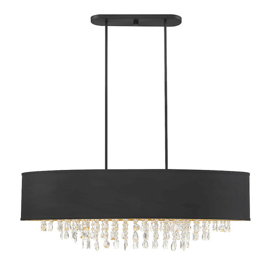 8 Light Linear Chandelier, Black