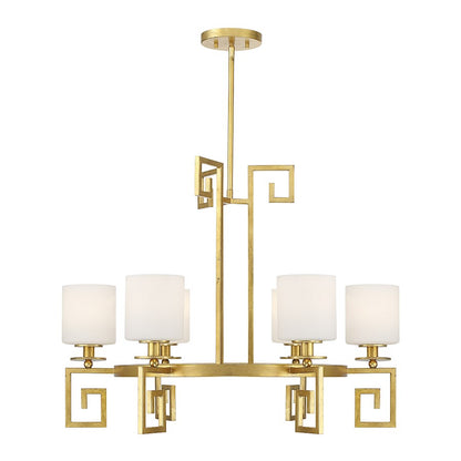 Savoy House Quatrain 6 Light Chandelier, True Gold/White Opal - 1-2304-6-260