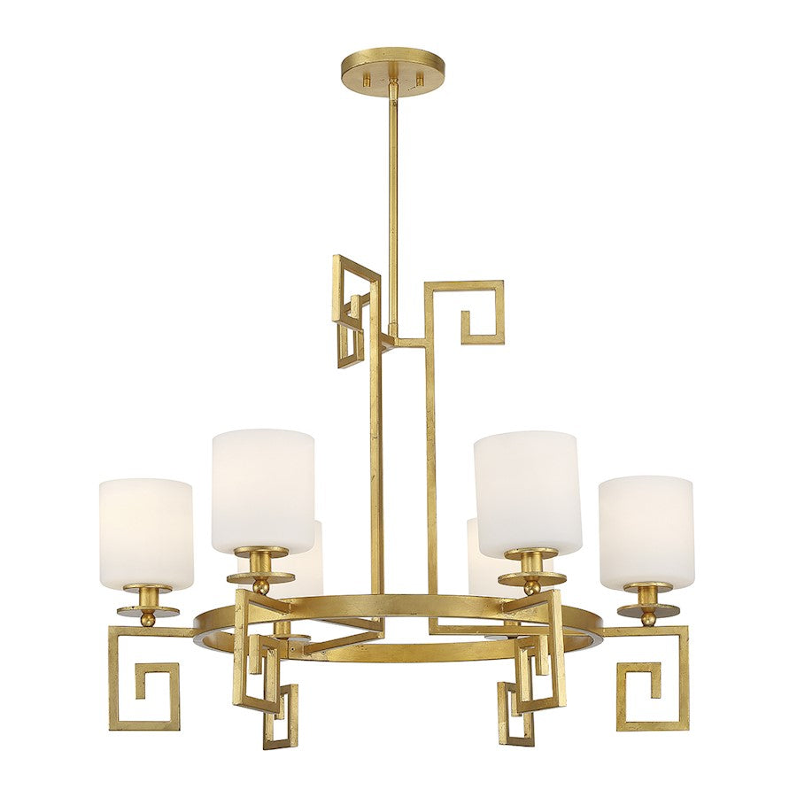 6 Light Chandelier, True Gold