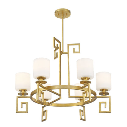 6 Light Chandelier, True Gold