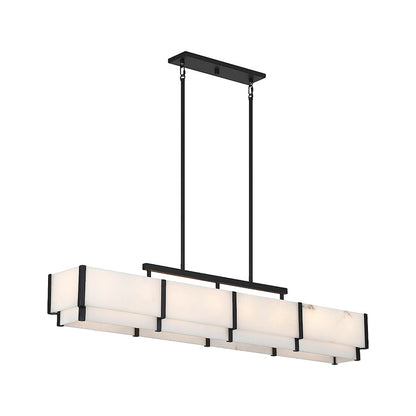 8-Light Linear Chandelier, Black Cashmere