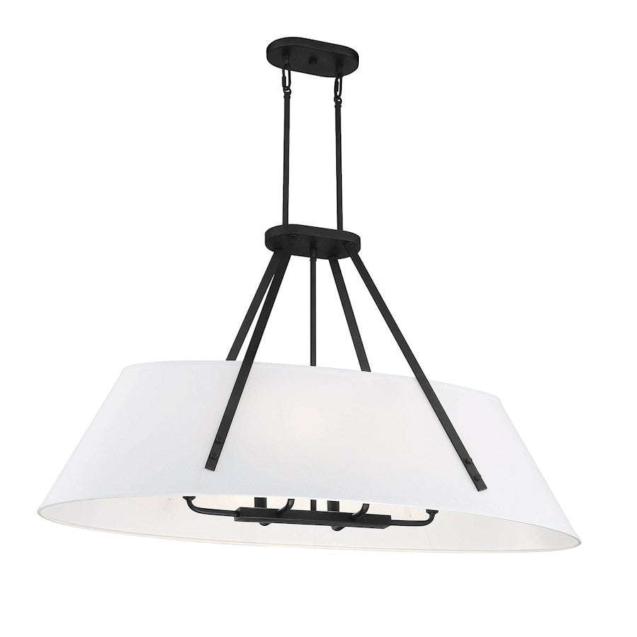 6 Light Oval Chandelier, Matte Black