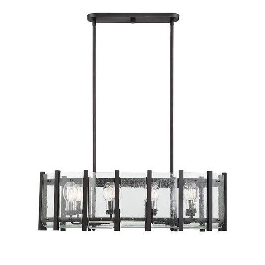 8 Light Outdoor Linear Chandelier, English Bronze