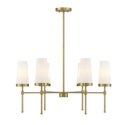 Essentials Haynes 6 Light Chandelier, Warm Brass/White Opal - 1-2802-6-322