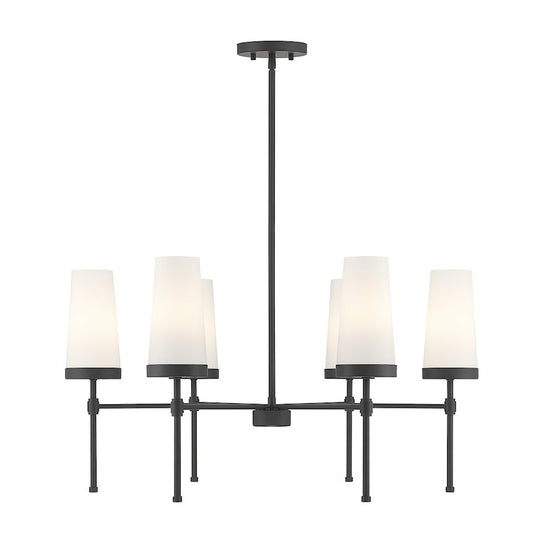 Essentials Haynes 6 Light Chandelier, Matte Black/White Opal - 1-2802-6-89