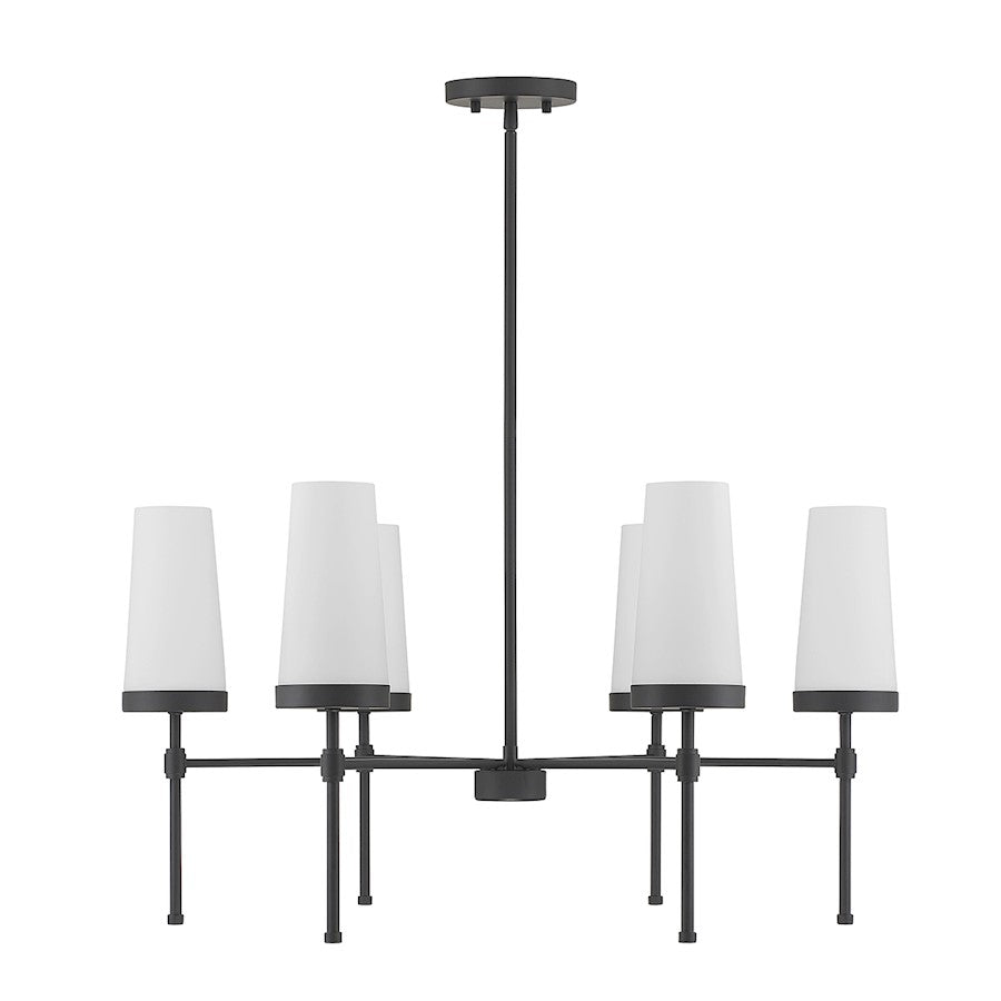 6 Light Chandelier, Matte Black